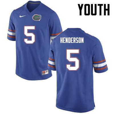 Youth Florida Gators #5 CJ Henderson NCAA Nike Blue Authentic Stitched College Football Jersey WGO5562JD